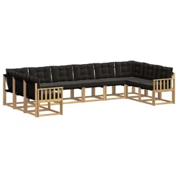Set vanjskih sofa s jastukom 10 pcs Bijela i crna