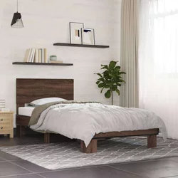 Okvir za krevet smeđi hrast 90x190 cm konstruirano drvo i metal