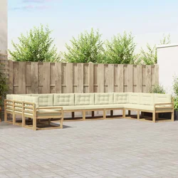 Set vanjskih sofa s jastukom 10 pcs Bijela i krem