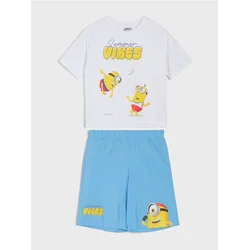 Sinsay - Pamučna oversize pidžama sa Minions printom - belo