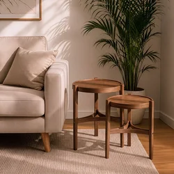 Hanah Home set od 2 umetnutih stočića Ren 2, orah