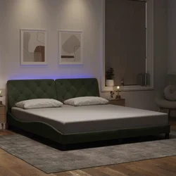 Okvir kreveta s LED-om bez madraca svjetlosivi 180x200 cm baršunasti