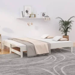 Dnevni ležaj na izvlačenje bijeli 2 x (100 x 200) cm borovina