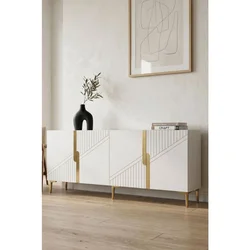 Hanah Home komoda Evva 150, 125 cm, bela / zlatna