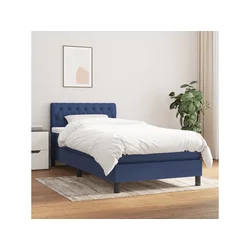 Den Box spring postelja z vzmetnico moder 90x190 cm blago