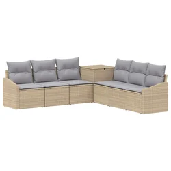 Set sofe 7 pcs Bež i svijetlo siva Poli Rattan i čelik