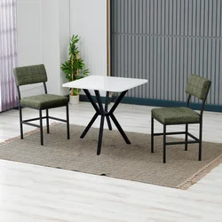 HANAH HOME Set Trpezarijski sto i 2 stolice Dubai Green White