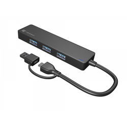 NATEC NHU-2023 Mayfly, USB 3.0 Hub, 4-Port, USB-A + USB-C Adapter, 15 cm