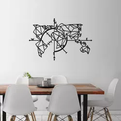 Wallity Zidna dekoracija World Map Metal Decor 2, Crna