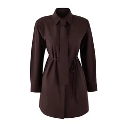 Trendyol Milla ženska haljina Brown Tie Short / Mini Woven Shirt Dress Twoaw26El00279, braon
