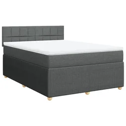 Vidaxl Box spring posteljni z vzmetnico temno siv 140x190 cm blago