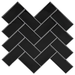 Pločica riblja kost 10 pcs Crna 30 x 30 cm Poliuretan i PET
