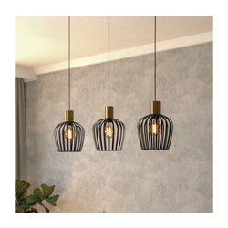 Eglo 901037 - Luster na sajli EMPOLI 3xE27/40W/230V crna/zlatna