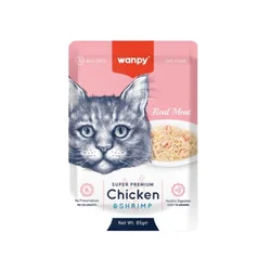 Wanpy Vlažna hrana za mačke, Piletina i račići, 12x85g