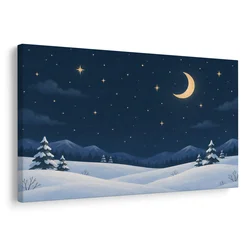 Slika zimska noč pod luno - 120x80