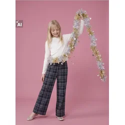 Sinsay - Flanel wide leg pantalone na kockice - šareno