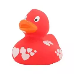 Lilalu Patkica - Red Duck With White Hearts - Rubber Duck