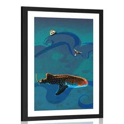 Plakat s paspartujem življenje pod morsko gladino - 20x30 silver