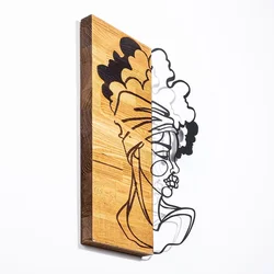 Aberto Design Zidna dekoracija African Woman 3, 33x3x50 cm, Smeđe boje