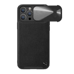 Maska Nillkin CamShield Leather S za iPhone 14 Pro, Crna