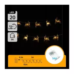 Aigostar - LED svetlosni lanac 20xLED/3xAA 3,3m sa sobovima
