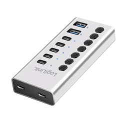 LogiLink USB Hub 7-portni, USB-A/C, stikalo