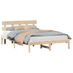Vidaxl Konstrukcija postelje Rjava 150 x 200 cm Trden borov les