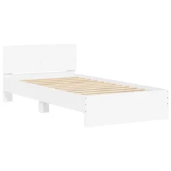 Okvir za krevet s uzglavljem bijeli 100 x 200 cm drveni