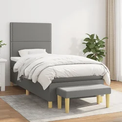 Vidaxl Box spring postelja z vzmetnico temno siva 90x190 cm blago