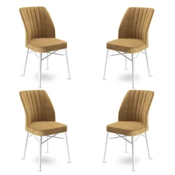 Hanah Home Set 4 trpezarijske stolice Flex Kapućino-Beli