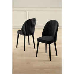 Hanah Home set trpezarijskih stolica Mara 6 kom, crna tkanina Babyface, crne metalne noge