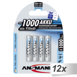 12x4 Ansmann NiMH bat. 1000 Micro AAA 950 mAh