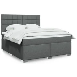 Vidaxl Box spring postelja z vzmetnico temno siva 180x200 cm blago