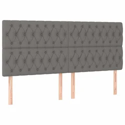 Vidaxl Vzglavje postelje temno sivo 200x7x118/128 cm blago