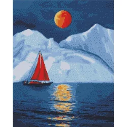 Rayher. Diamantni mozaik, Red sailboat, 40x50 cm