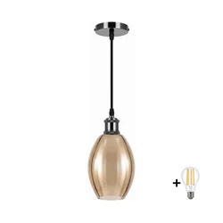 BRILAGI-LED Luster na sajli RETRO GLASS 1xE27/60W/230V O 17 cm crna/dimno bež