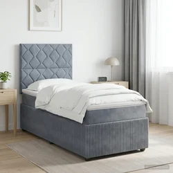 vidaXL Postelja boxspring z vzmetnico Temno siva 90 x 200 cm Žamet