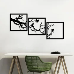 Wallity Zidna dekoracija Bough Trio B, 45x45 cm, Crna