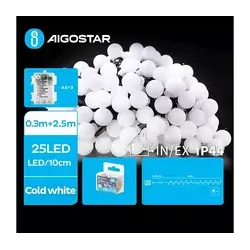 Aigostar - LED spoljašnja girlanda 25xLED/3xAA/8 funkcija 2,8 m IP44 hladna bela