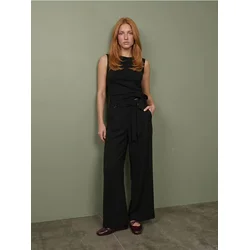 Sinsay - Wide leg pantalone sa mešavinom viskoze - crno
