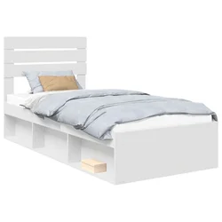 Vidaxl Konstrukcija postelje Bela 75 x 190 cm Masivno borovo les