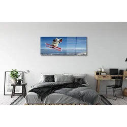 tulup.si Slika na steklu Gora smučar 140x70 cm 2 obešalnika