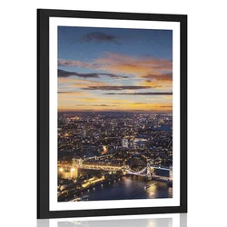 Plakat s paspartujem pogled z letala na Tower Bridge - 30x45 no frame