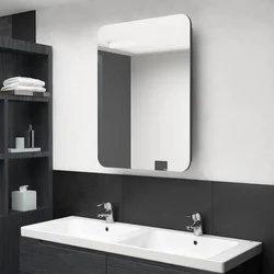 LED kupaonski ormarić s ogledalom sivi 60 x 11 x 80 cm