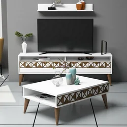 Hanah Home Set nameštaja za dnevnu sobu Line, 3 komada, Beli