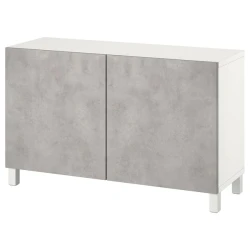 BESTA Kombin. odlaganje s vratima, bela Kallviken/svetlosiva imitacija betona, 120x42x74 cm