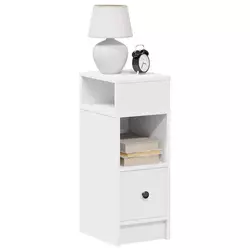 Vidaxl vidaXL Nočna omarica s predalom bela 25x31x66 cm