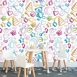 Samolepilna tapeta igrače v pastelnih barvah - 245x270