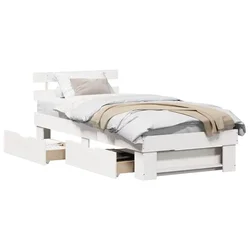 Vidaxl Konstrukcija postelje Bela 75 x 190 cm Masivno borovo les