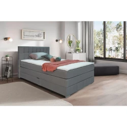 Hom`in POSTELJA BOXSPRINGx, les, tekstil, leseni material siva